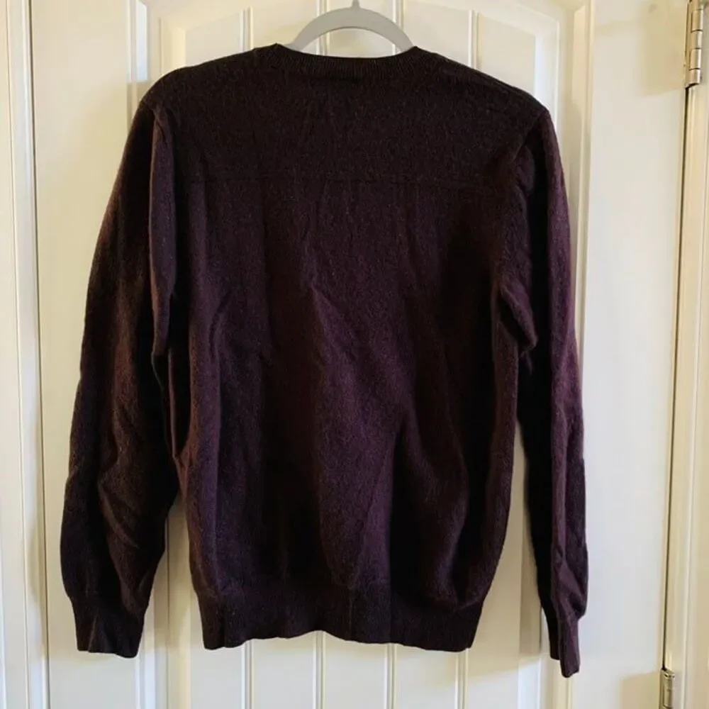 Theory Womens 100% Cashmere Deep Purple Crewneck Sweater | Large - Picture 2 of 5